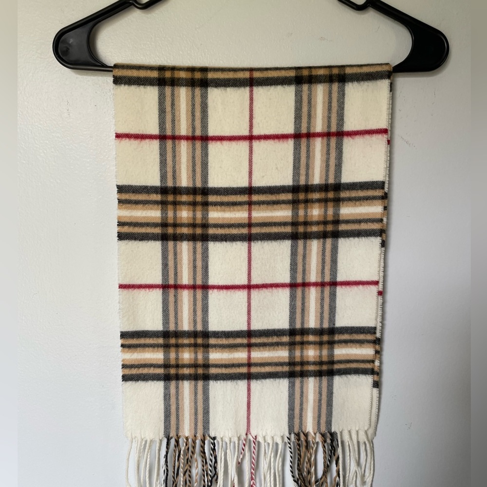 Tan Plaid Acrylic Scarf, Unisex
